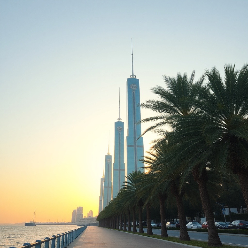 The iconic Kuwait Towers standing against a clear sky during the mild winter months, which is the best time to visit Kuwait for outdoor sightseeing.